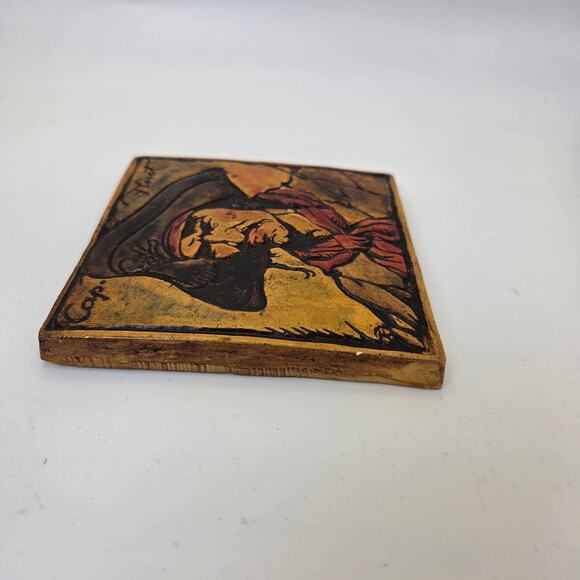 Vintage Hand-Painted Captain Flint Pirate Ceramic Wall Tile 4.25” Plaque - Picture 5 of 8